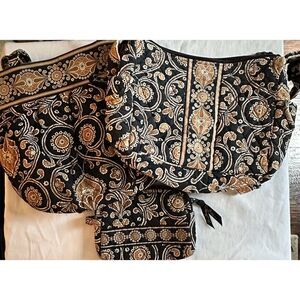 Vera Bradley Paisley Shoulder Bag Black/Brown Caffe Latte Matching Accessories